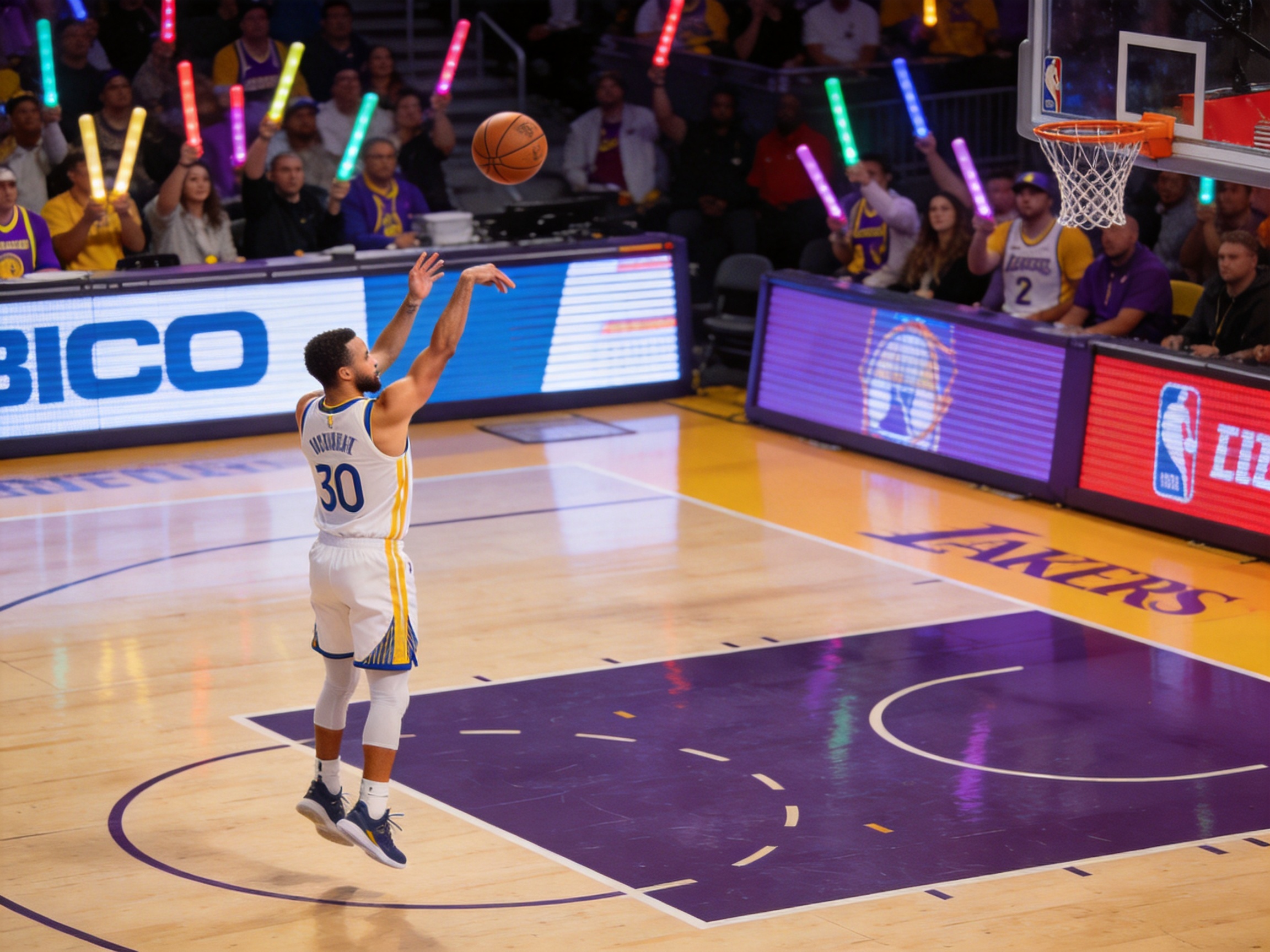篮球联赛NBA湖人对阵勇士比赛精彩上篮集锦